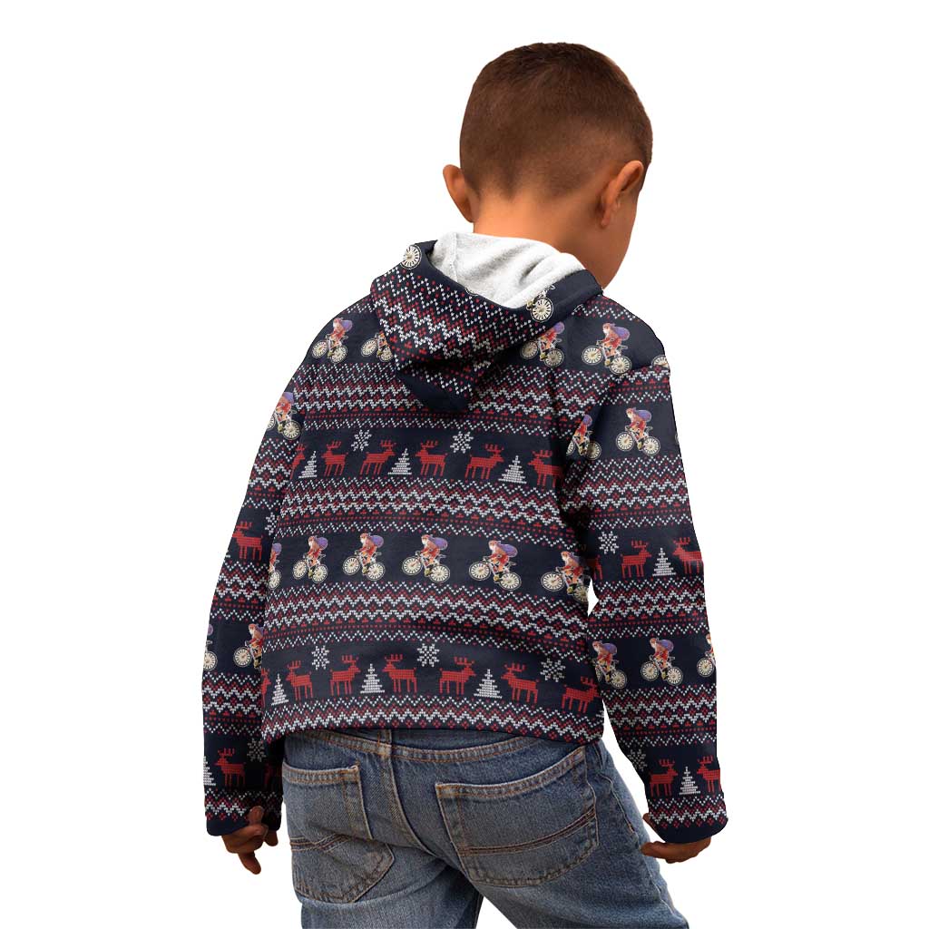 Santa Claus On Mountain Bike Kid Hoodie Christmas Gifts DT04 - Wonder Print Shop