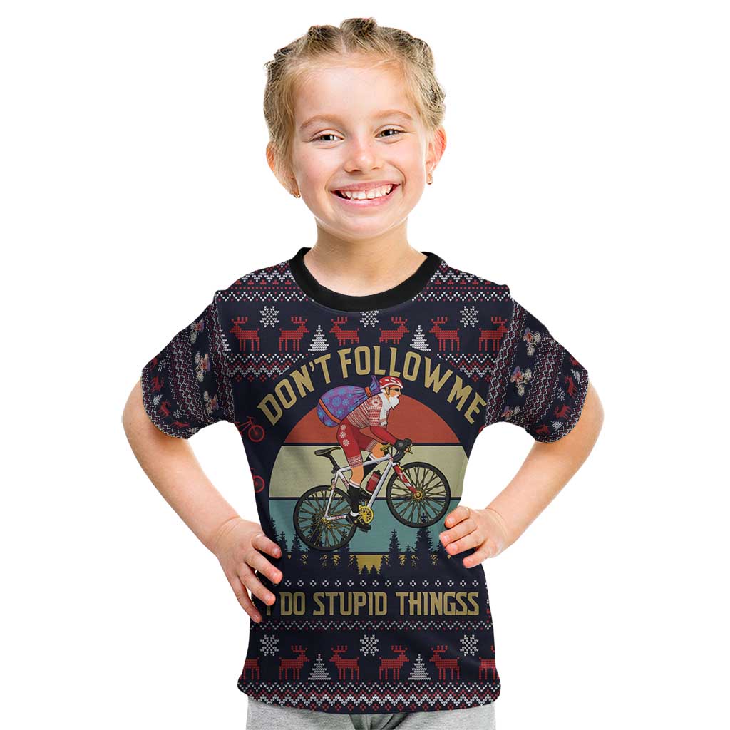 Santa Claus On Mountain Bike Kid T Shirt Christmas Gifts DT04 - Wonder Print Shop