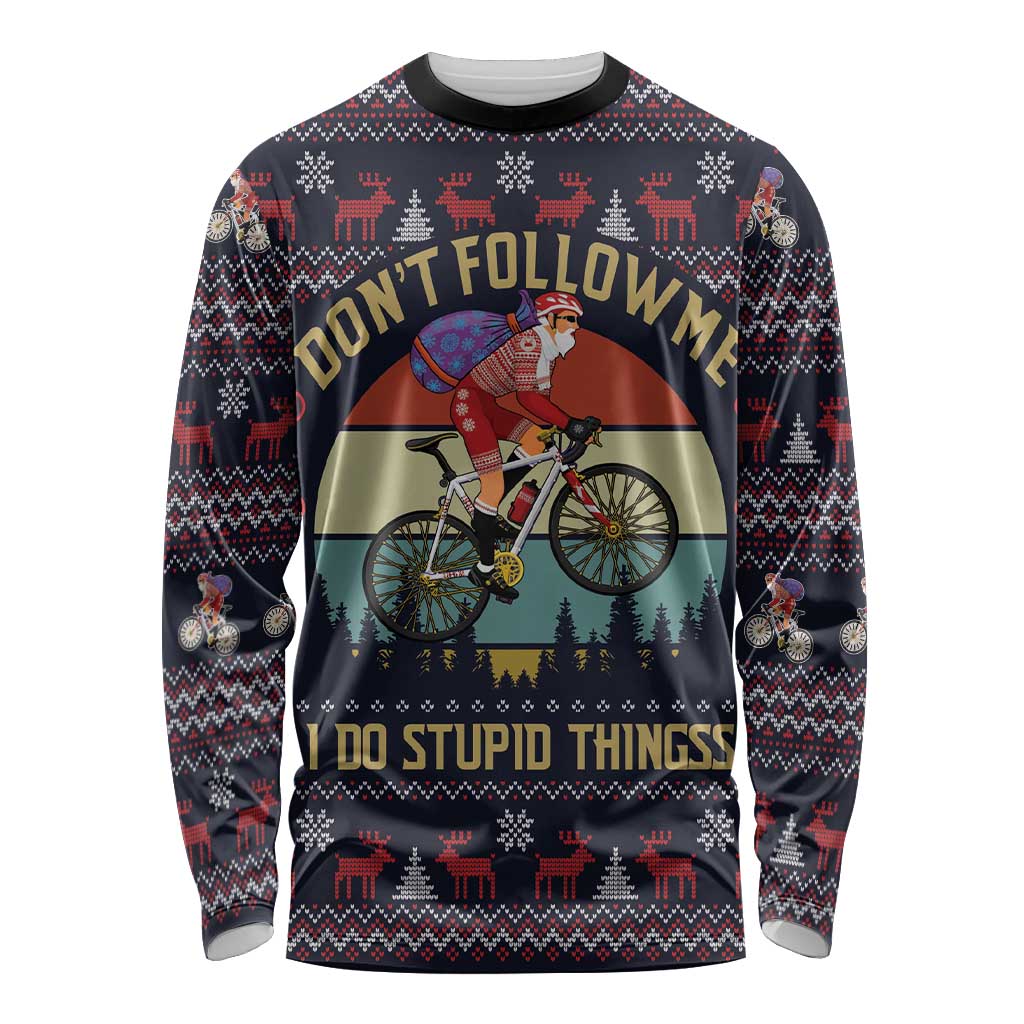 Santa Claus On Mountain Bike Long Sleeve Shirt Christmas Gifts DT04 - Wonder Print Shop