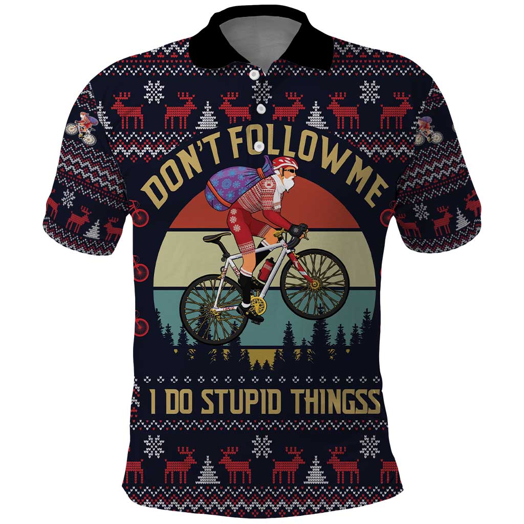 Santa Claus On Mountain Bike Polo Shirt Christmas Gifts DT04 - Wonder Print Shop