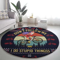 Santa Claus On Mountain Bike Round Carpet Christmas Gifts