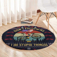 Santa Claus On Mountain Bike Round Carpet Christmas Gifts