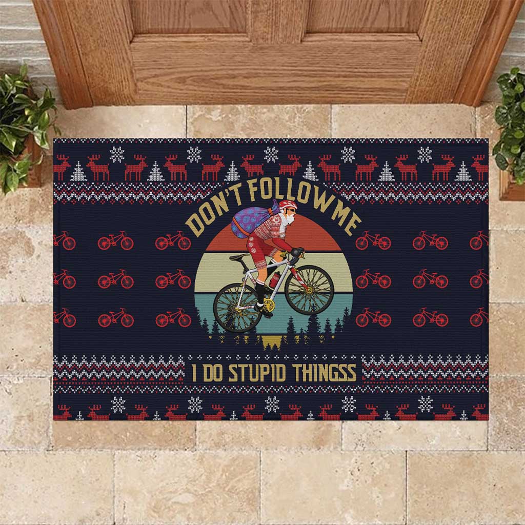 Santa Claus On Mountain Bike Rubber Doormat Christmas Gifts DT04 - Wonder Print Shop