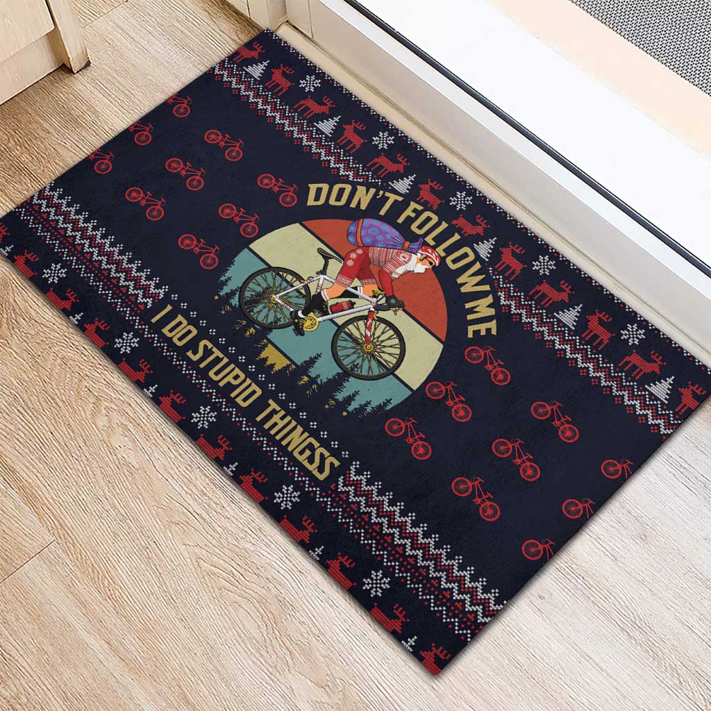 Santa Claus On Mountain Bike Rubber Doormat Christmas Gifts DT04 - Wonder Print Shop