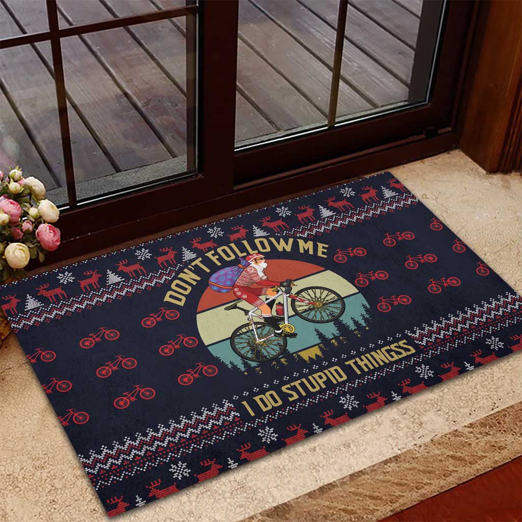Santa Claus On Mountain Bike Rubber Doormat Christmas Gifts DT04 - Wonder Print Shop