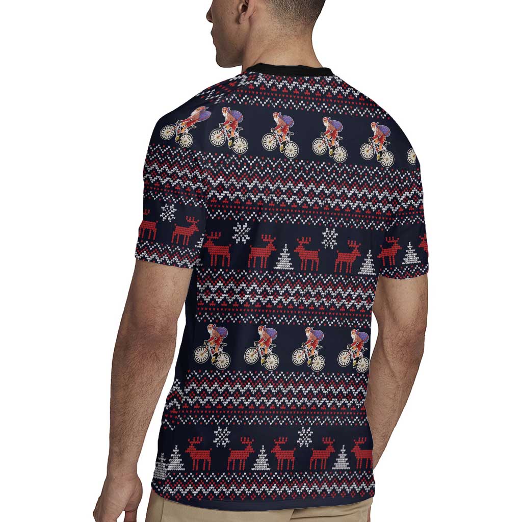 Santa Claus On Mountain Bike Rugby Jersey Christmas Gifts DT04 - Wonder Print Shop