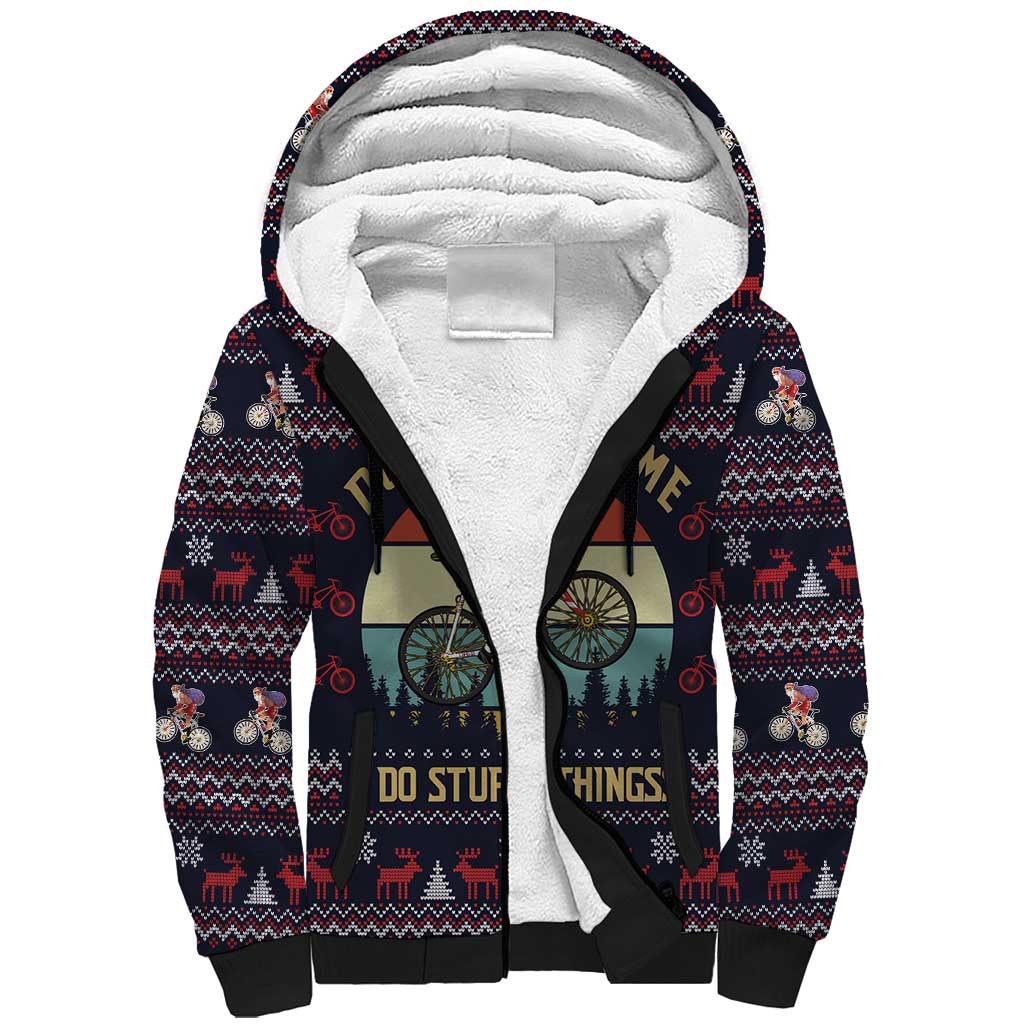 Santa Claus On Mountain Bike Sherpa Hoodie Christmas Gifts DT04 - Wonder Print Shop
