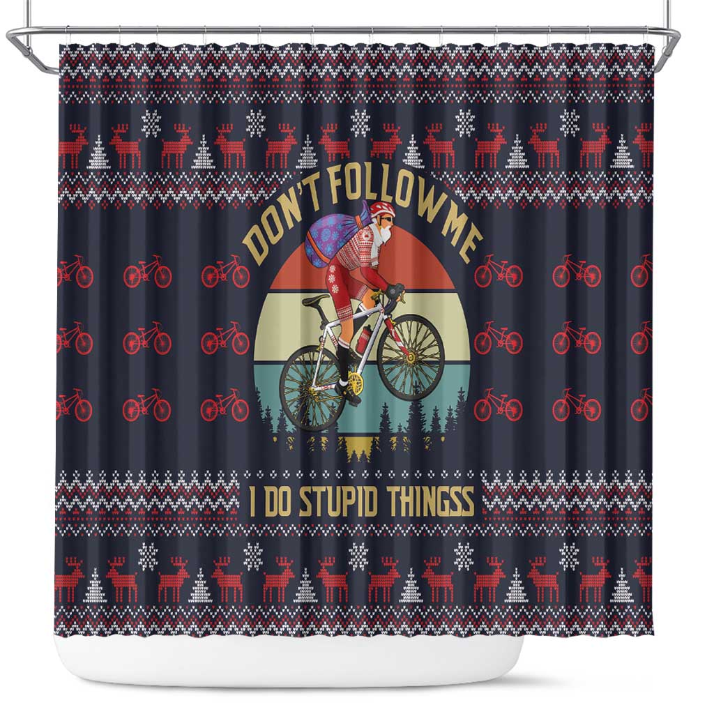 Santa Claus On Mountain Bike Shower Curtain Christmas Gifts