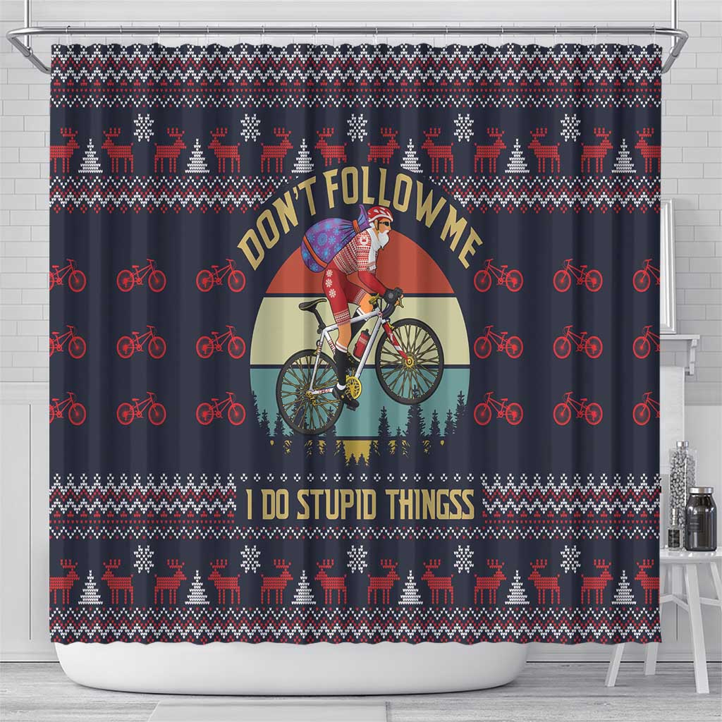 Santa Claus On Mountain Bike Shower Curtain Christmas Gifts