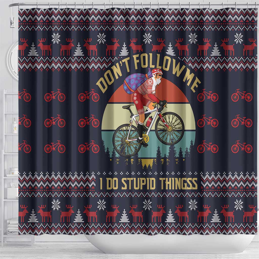 Santa Claus On Mountain Bike Shower Curtain Christmas Gifts