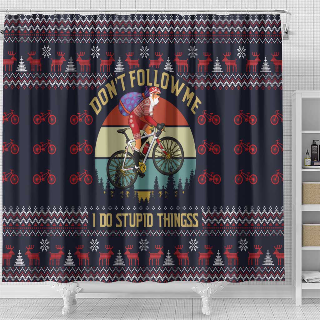 Santa Claus On Mountain Bike Shower Curtain Christmas Gifts
