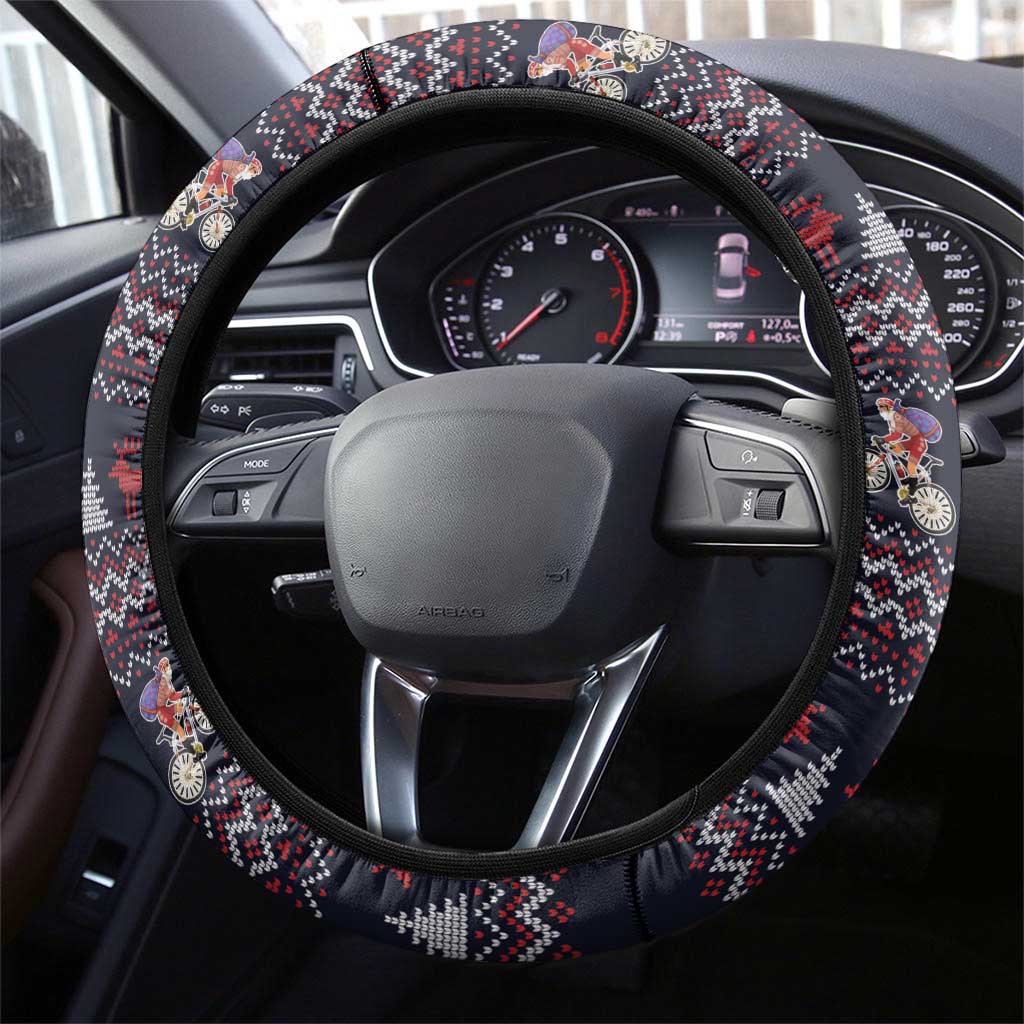 Santa Claus On Mountain Bike Steering Wheel Cover Christmas Gifts DT04 - Wonder Print Shop