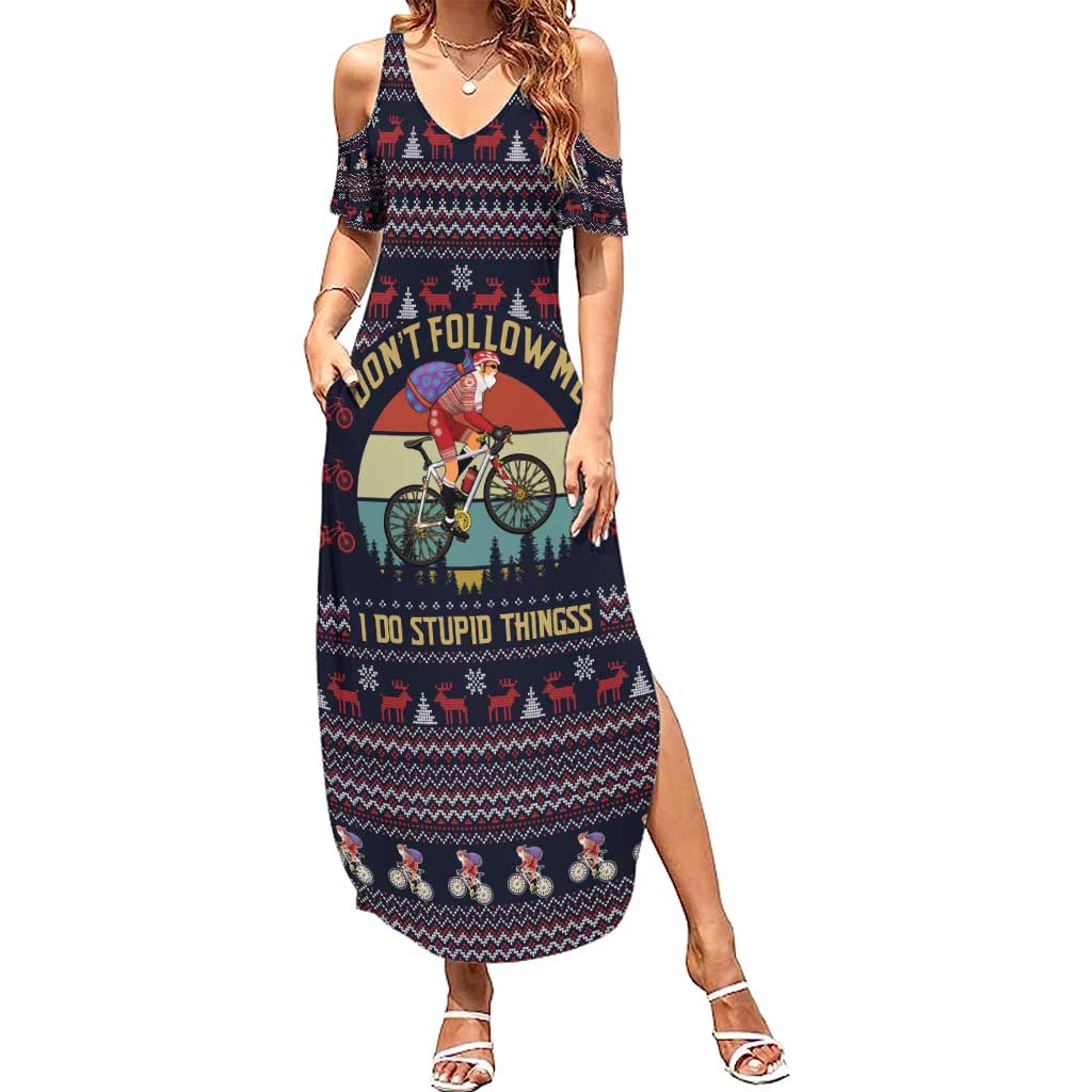 Santa Claus On Mountain Bike Summer Maxi Dress Christmas Gifts DT04 - Wonder Print Shop