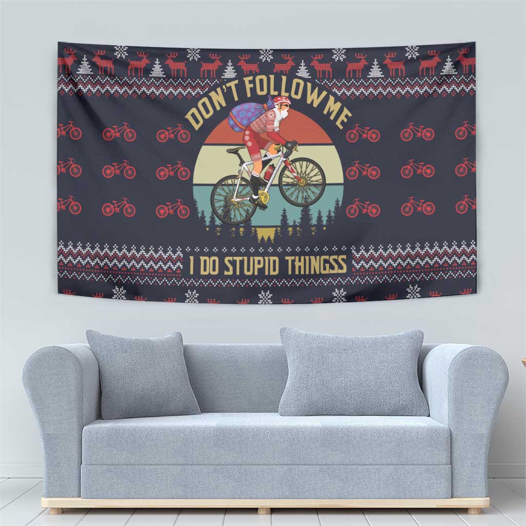 Santa Claus On Mountain Bike Tapestry Christmas Gifts DT04 - Wonder Print Shop