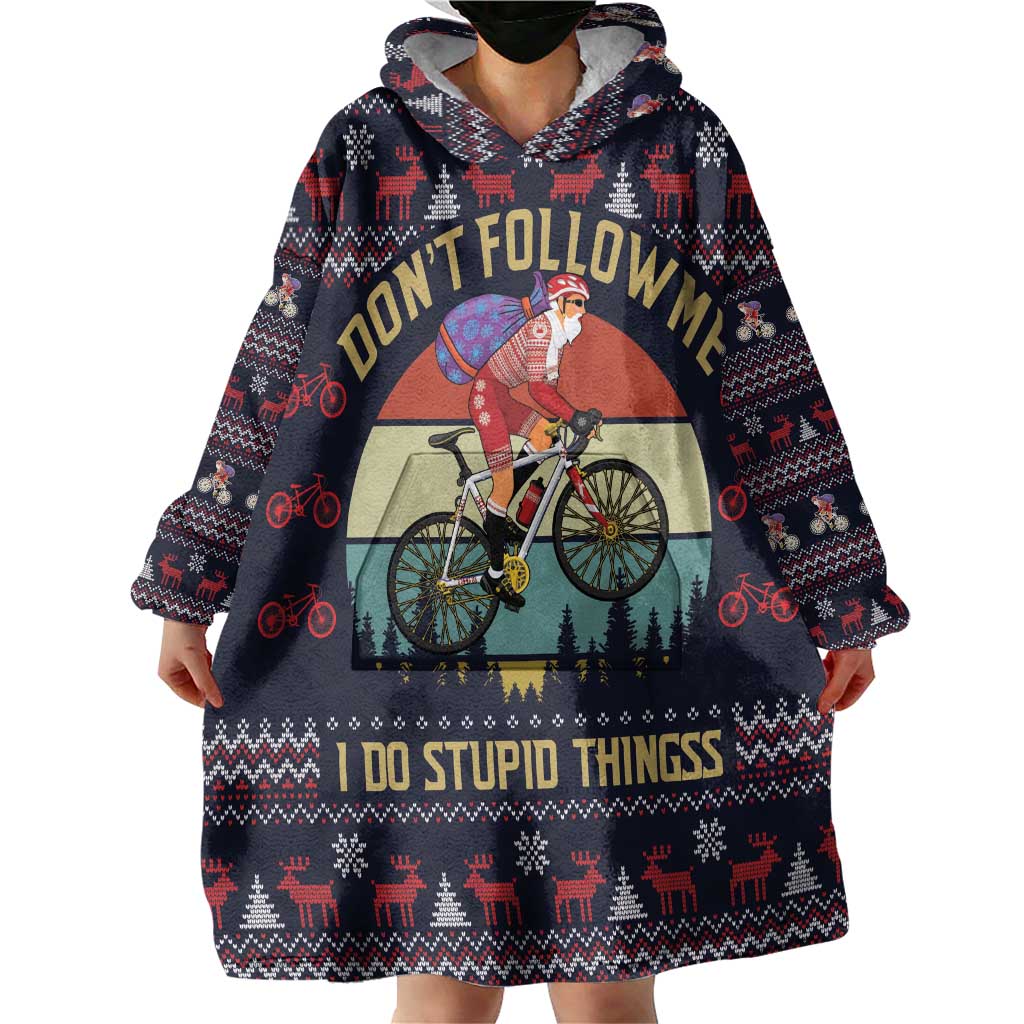 Santa Claus On Mountain Bike Wearable Blanket Hoodie Christmas Gifts DT04 - Wonder Print Shop