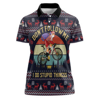 Santa Claus On Mountain Bike Women Polo Shirt Christmas Gifts DT04 - Wonder Print Shop
