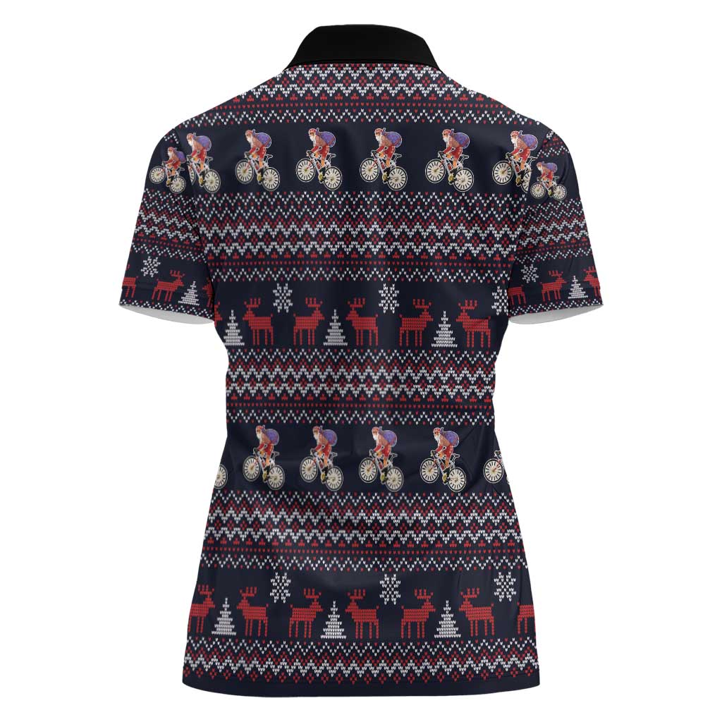 Santa Claus On Mountain Bike Women Polo Shirt Christmas Gifts DT04 - Wonder Print Shop