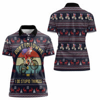 Santa Claus On Mountain Bike Women Polo Shirt Christmas Gifts DT04 - Wonder Print Shop