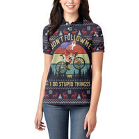 Santa Claus On Mountain Bike Women Polo Shirt Christmas Gifts DT04 - Wonder Print Shop