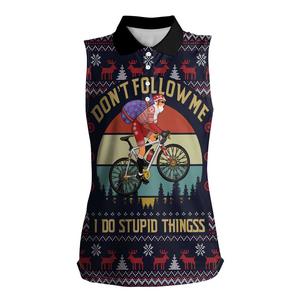 Santa Claus On Mountain Bike Women Sleeveless Polo Shirt Christmas Gifts DT04 - Wonder Print Shop