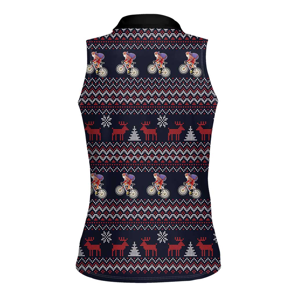 Santa Claus On Mountain Bike Women Sleeveless Polo Shirt Christmas Gifts DT04 - Wonder Print Shop