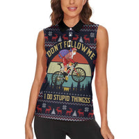 Santa Claus On Mountain Bike Women Sleeveless Polo Shirt Christmas Gifts DT04 - Wonder Print Shop