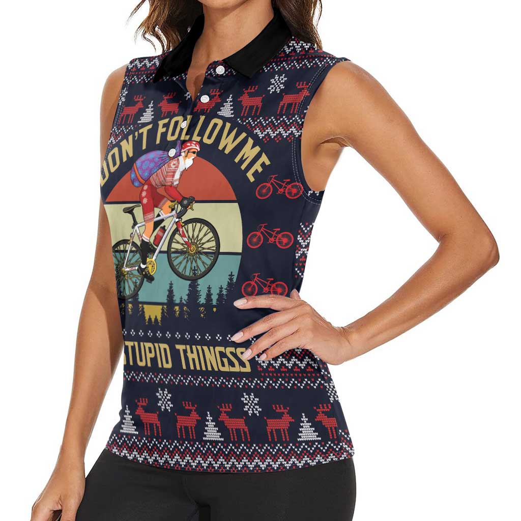 Santa Claus On Mountain Bike Women Sleeveless Polo Shirt Christmas Gifts DT04 - Wonder Print Shop
