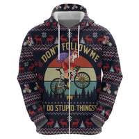 Santa Claus On Mountain Bike Zip Hoodie Christmas Gifts DT04 - Wonder Print Shop