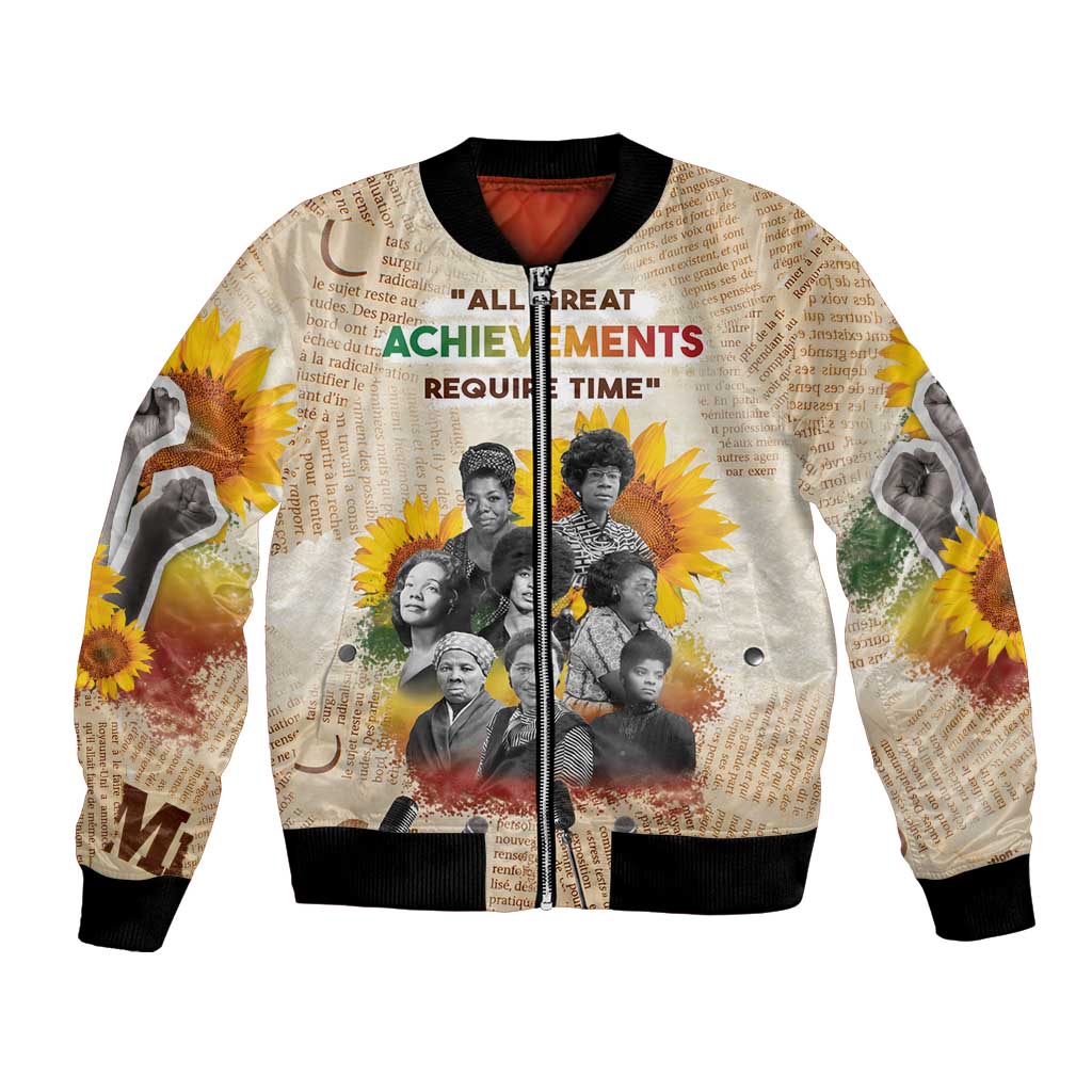 African Bomber Jacket Civil Rights Female Leaders Sunflower
