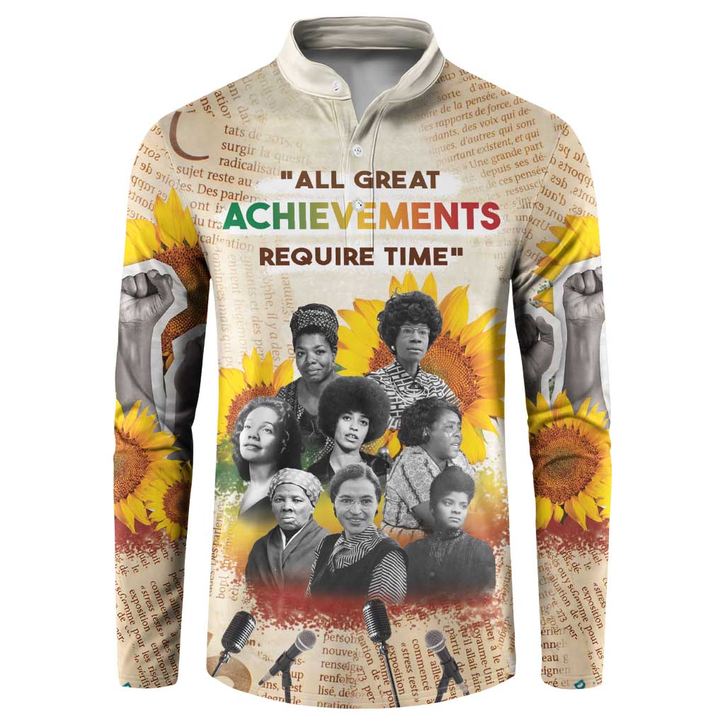 African Button Sweatshirt Civil Rights Female Leaders Sunflower