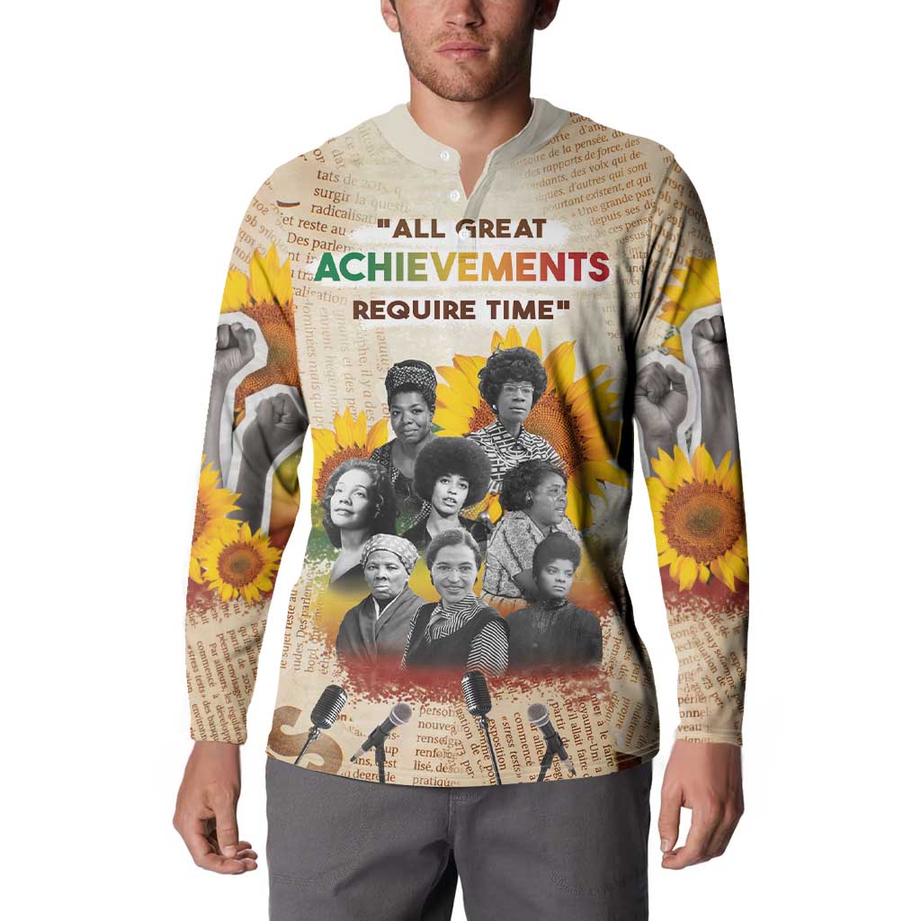 African Button Sweatshirt Civil Rights Female Leaders Sunflower
