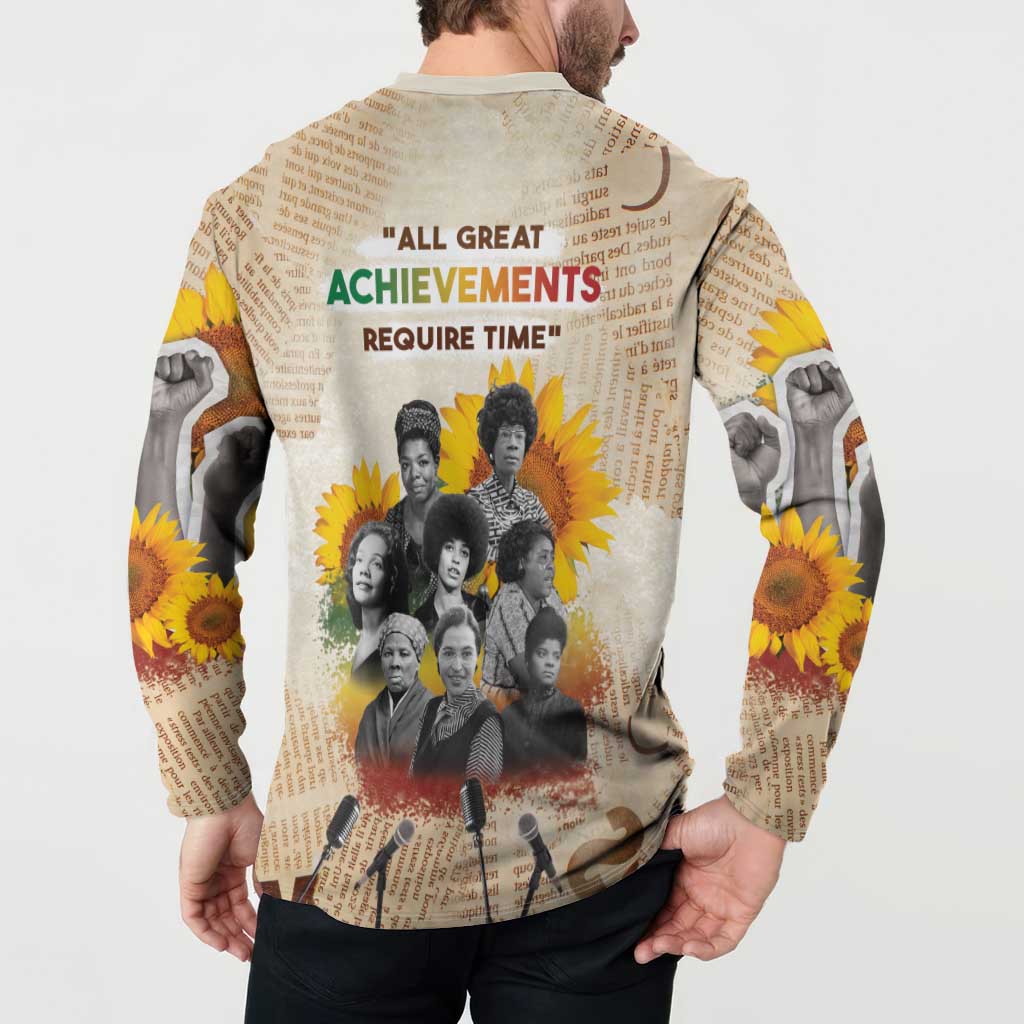 African Button Sweatshirt Civil Rights Female Leaders Sunflower