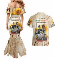 African Couples Matching Mermaid Dress and Hawaiian Shirt Civil Rights Female Leaders Sunflower