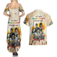 African Couples Matching Summer Maxi Dress and Hawaiian Shirt Civil Rights Female Leaders Sunflower