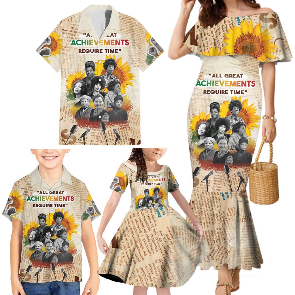 African Family Matching Mermaid Dress and Hawaiian Shirt Civil Rights Female Leaders Sunflower