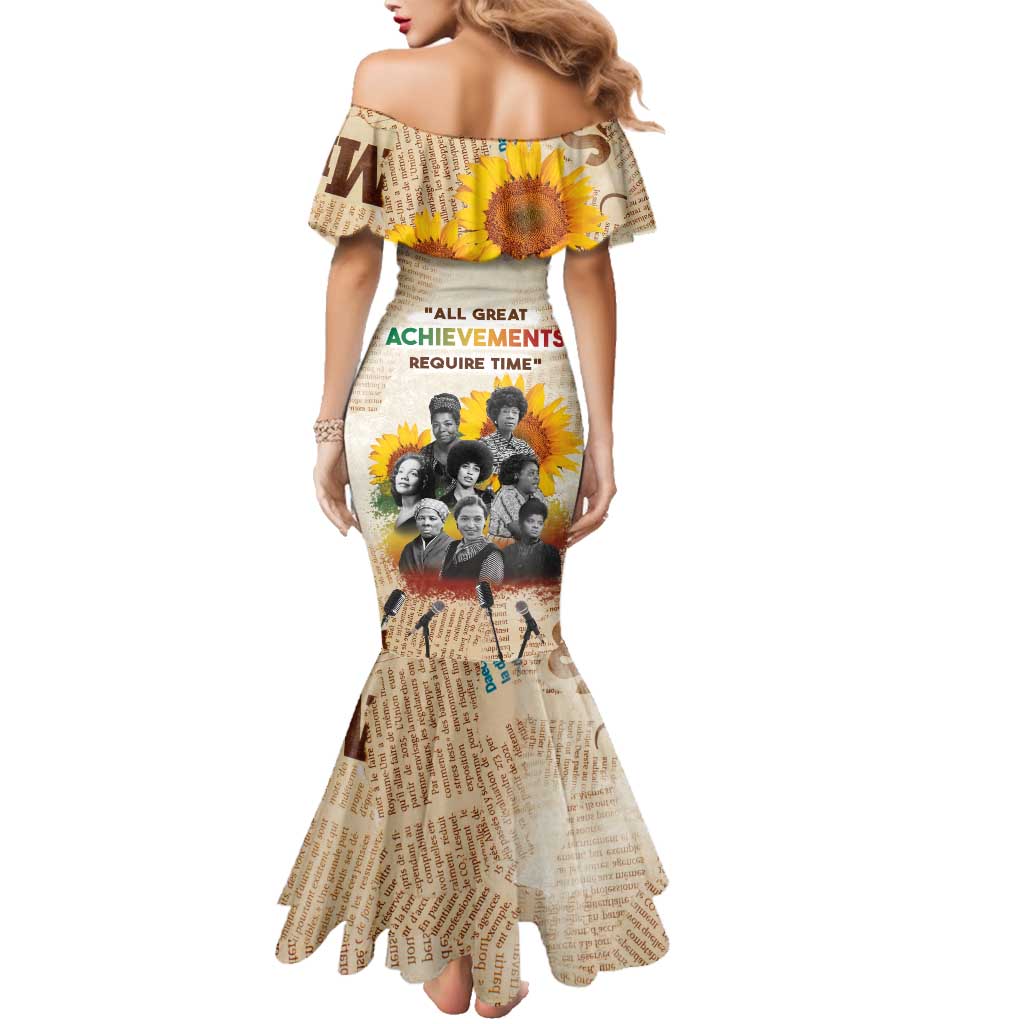 African Family Matching Mermaid Dress and Hawaiian Shirt Civil Rights Female Leaders Sunflower