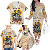 African Family Matching Off The Shoulder Long Sleeve Dress and Hawaiian Shirt Civil Rights Female Leaders Sunflower