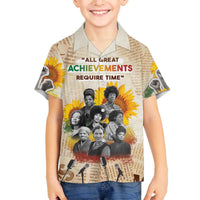 African Family Matching Off The Shoulder Long Sleeve Dress and Hawaiian Shirt Civil Rights Female Leaders Sunflower