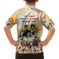 African Family Matching Off Shoulder Maxi Dress and Hawaiian Shirt Civil Rights Female Leaders Sunflower
