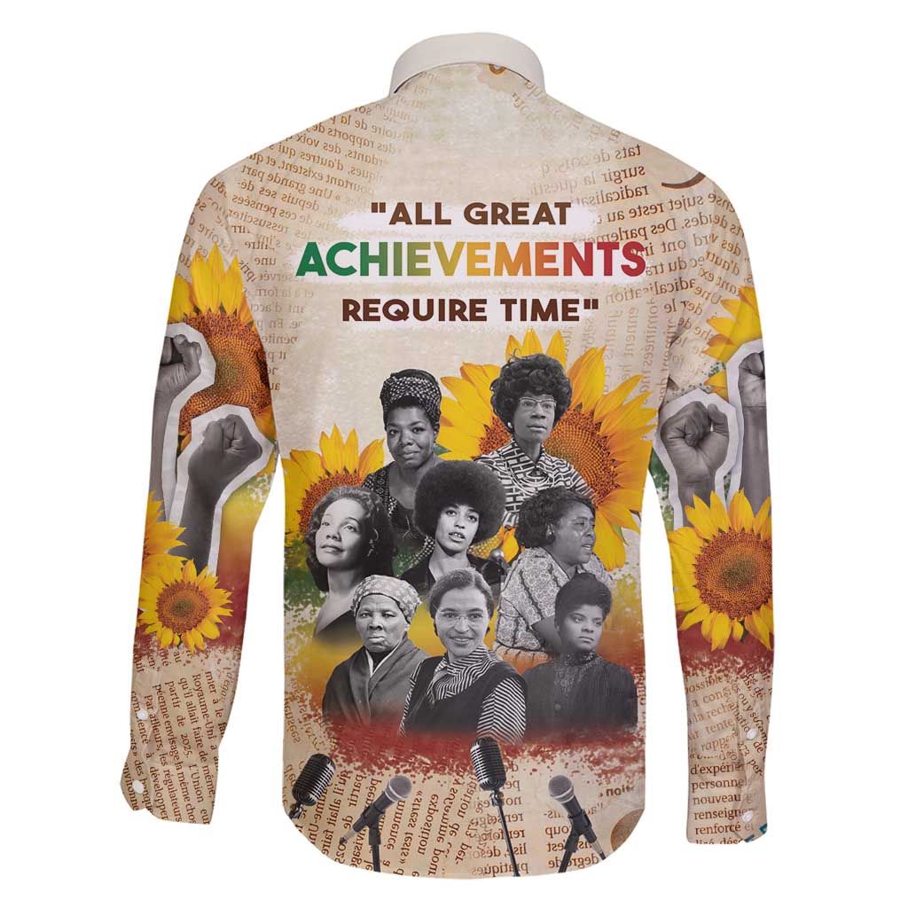 African Family Matching Off Shoulder Maxi Dress and Hawaiian Shirt Civil Rights Female Leaders Sunflower