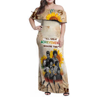 African Family Matching Off Shoulder Maxi Dress and Hawaiian Shirt Civil Rights Female Leaders Sunflower