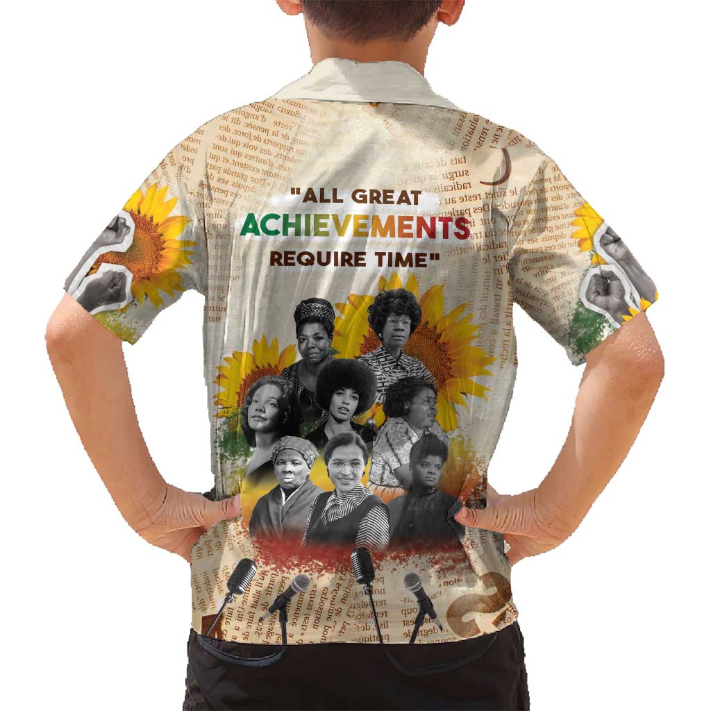 African Family Matching Summer Maxi Dress and Hawaiian Shirt Civil Rights Female Leaders Sunflower