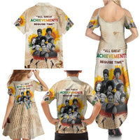 African Family Matching Summer Maxi Dress and Hawaiian Shirt Civil Rights Female Leaders Sunflower