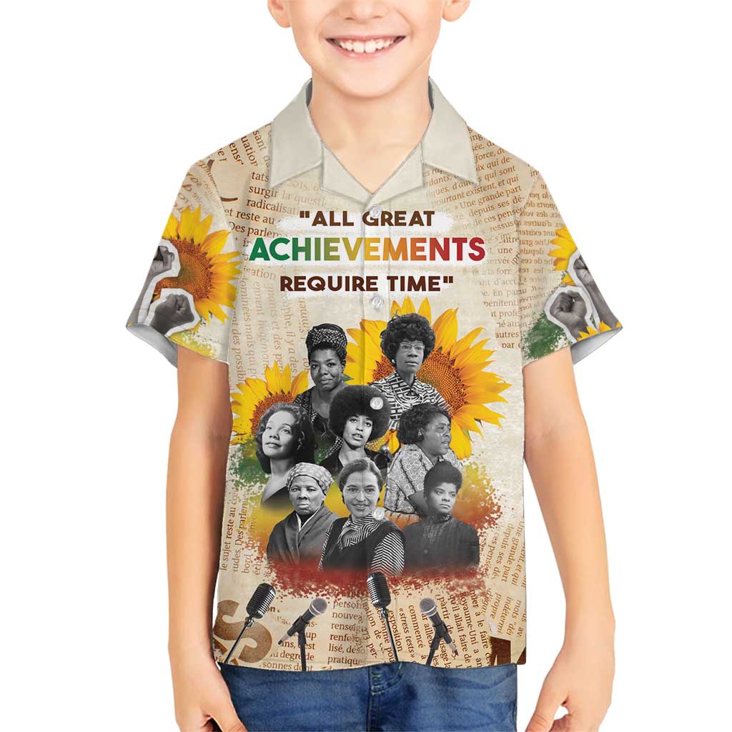 African Family Matching Tank Maxi Dress and Hawaiian Shirt Civil Rights Female Leaders Sunflower
