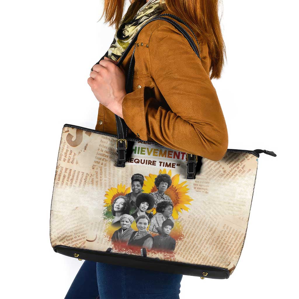 African Leather Tote Bag Civil Rights Female Leaders Sunflower