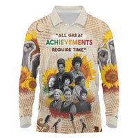 African Long Sleeve Polo Shirt Civil Rights Female Leaders Sunflower