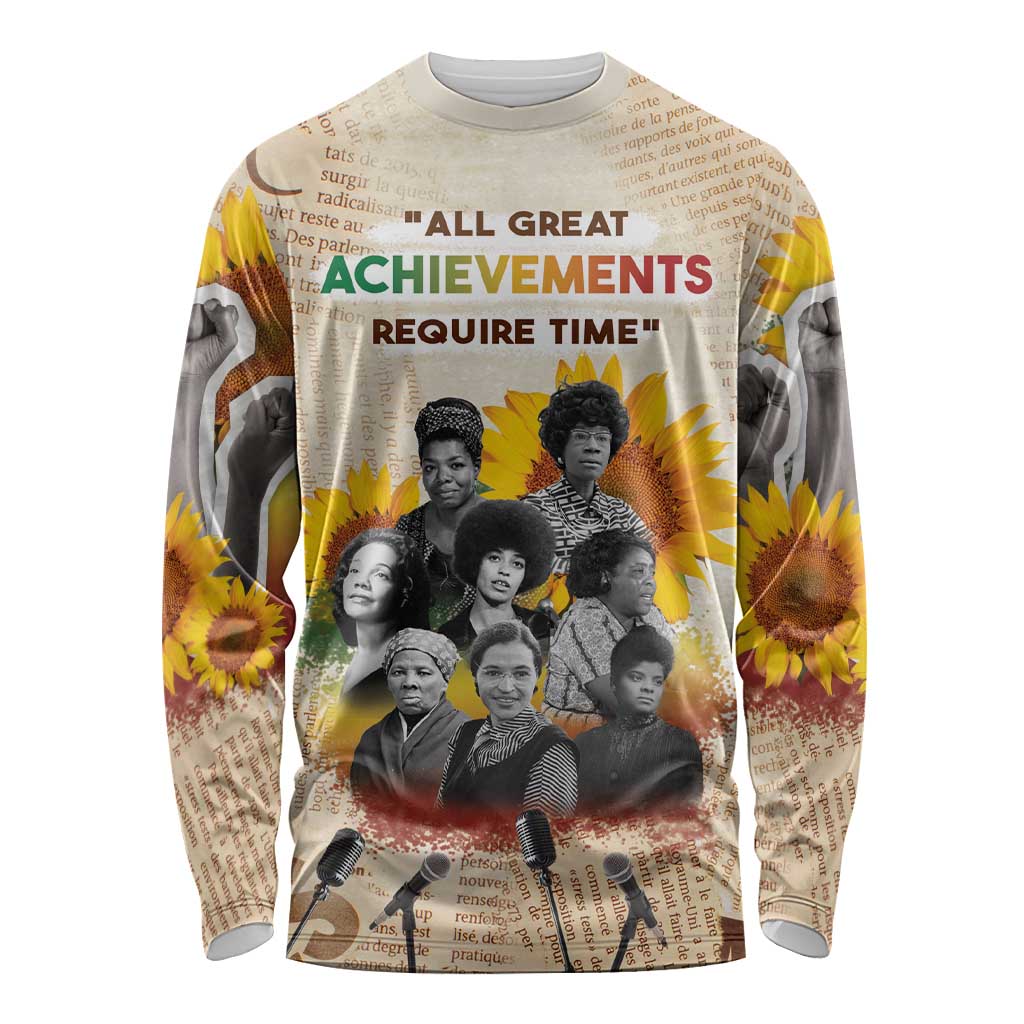 African Long Sleeve Shirt Civil Rights Female Leaders Sunflower