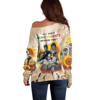 African Off Shoulder Sweater Civil Rights Female Leaders Sunflower