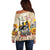 African Off Shoulder Sweater Civil Rights Female Leaders Sunflower