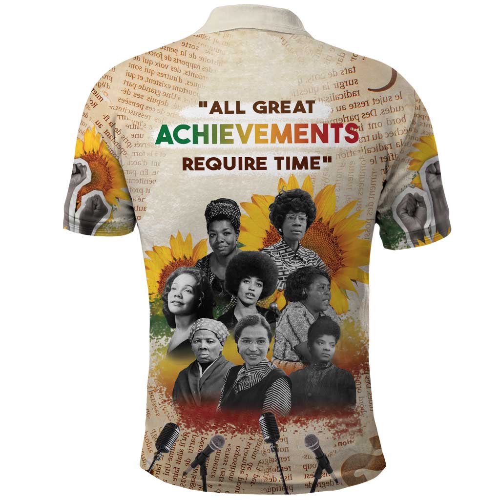 African Polo Shirt Civil Rights Female Leaders Sunflower